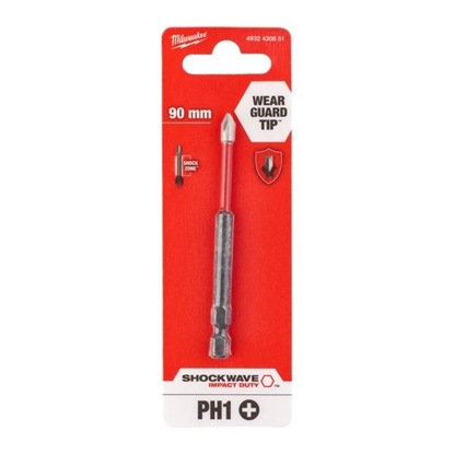 Picture of Milwaukee SHOCKWAVE 90mm Screwdriver Bits -1pc PH1