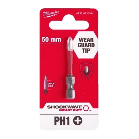 Picture of Milwaukee SHOCKWAVE 50mm Screwdriver Bits -1pc PH1