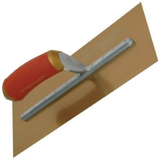 Picture of Marshalltown Golden Stainless Steel Permashape Broken-In Plastering Trowel with Durasoft Handle